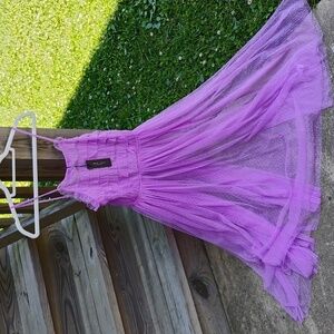 Chic Lavender Tulle Dress with Spaghetti Straps